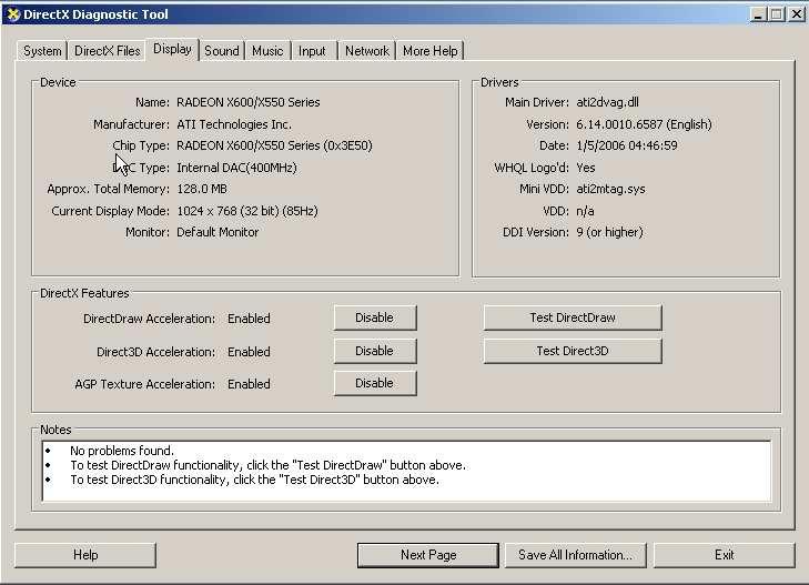 To check the version of DirectX, click Start à RUN and type dxdiag then hit the enter key which will display DirectX Diagnostic Tool dialog box.