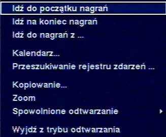 .. - wyszukiwanie po dacie i czasie; Kalendarz - wyszukiwanie nagrań za pomocą kalendarza; Przeszukiwanie rejestru zdarzeń.