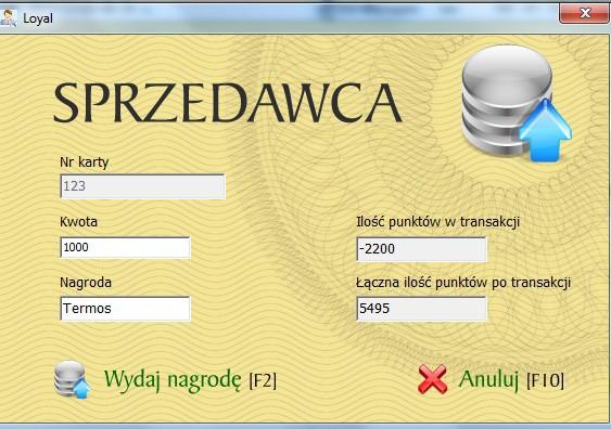 7. W polu Ilość punktów w transakcji pojawi się wartość po punktów za tą transakcję po przeliczeniu przez wskaźnik ustawiony w parametrach 8. Na pojawiający się komunikat Czy naliczyć punkty?