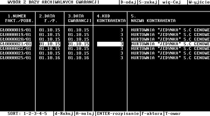 strona 12/13 Rejestr kart gwarancyjnych Wszystkie wystawione gwarancje dostępne są w archiwalnym rejestrze kart gwarancyjnych.