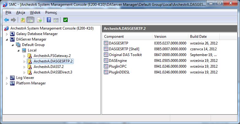 2 Konfiguracja serwera DA GESRTP do współpracy ze sterownikami GEFanuc 1. Uruchomić konsole zarządzania zasobami architektury ArchestrA ArchestrA System Management Console 2.