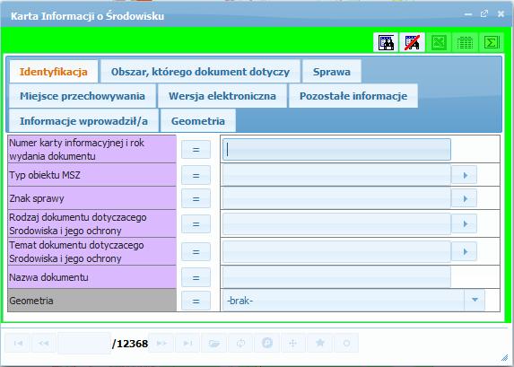 Formatka zmieni kolor na zielony: Niektóre z wartości można wpisać ręcznie, a niektóre należy wypełnić wartościami ze słownika. Naciśnięcie na przycisk powoduje wyszukiwanie negacji zapytania.