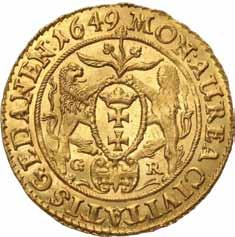 Między łapami lwów inicjały G-R W otoku: MON AUREA CIVITATIS GEDANEN 1649 śr. 25,0 mm; w.