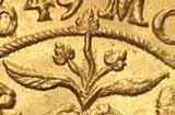 Rzadki wariant dukata z odmiennym ułożeniem liści palmowych i gałązką winnego grona w środku. Ta odmiana nie była wcześniej notowana na aukcjach. Numizmat z legendarnej kolekcji A.
