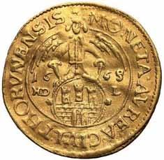 30,0 mm; w. 6,81 g Au stan 2/2- W mennicy w Toruniu, wzorem monet koronnych, zaniechano wybijania pojedynczych dukatów, na rzecz dwudukatów. Bito je w latach 1660-1668.