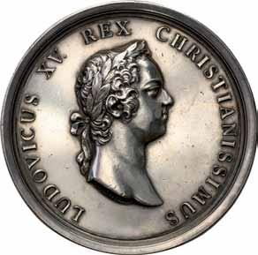 August ll Mocny Król Polski 1697-1706 i 1709-1733 142. Medal 1725, ślub Ludwika XV i Marii Leszczyńskiej Aw.: Postać Ludwika XV zwrócona w prawo.