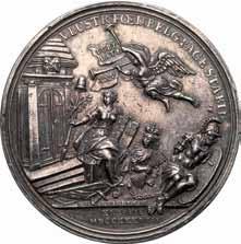 36,36 g Ag stan 2/2+ Medal wbity w 1703 roku na pamiątkę zwycięstw Karola XII. Nie sygnowany.