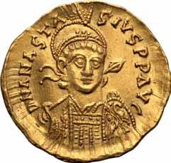Antyk 13. Anastasius I 491-518 AD, solidus, Konstantynopol Bizancjum Aw.