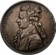 Powiązane z Polską. Śląsk 204. Medal 1789, lot balonem nad Wrocławiem przez Jean Pierre François Blancharda, srebro Aw.: Popiersie w lewo, LUFTSCHIFFER M.