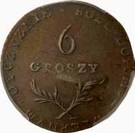 W otoku: BOŻE DOPOMÓŻ WIERNYM OYCZYZNIE śr. 32,0 mm; miedź Wspaniale zachowany egzemplarz jak na monetę z okresu oblężenia Zamościa.
