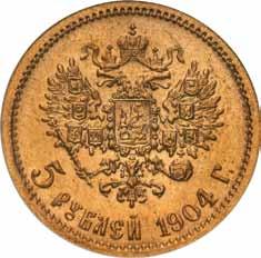 Rosja, Mikołaj ll Car Rosji 1894-1917 337. 5 rubli 1904, Petersburg NGC MS66 Aw.: Głowa cara w lewo, legenda otokowa. Rw.: Dwugłowy orzeł rosyjski. U dołu nominał i data 1904 śr.