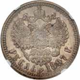 Rubel 1898 АГ, Petersburg NGC MS62 CENA: 3 000 zł Aw.: Dwugłowy orzeł rosyjski.