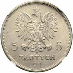 ll RP 372. 5 złotych 1931 Nike NGC AU53 1918-1939 śr. 33,0 mm; Ag Rzadki rocznik.