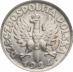 ll RP 374. 2 złote 1924 literka H, NGC AU58 1918-1939 śr. 26,0 mm; Ag Jedna z najrzadszych monet II RP.
