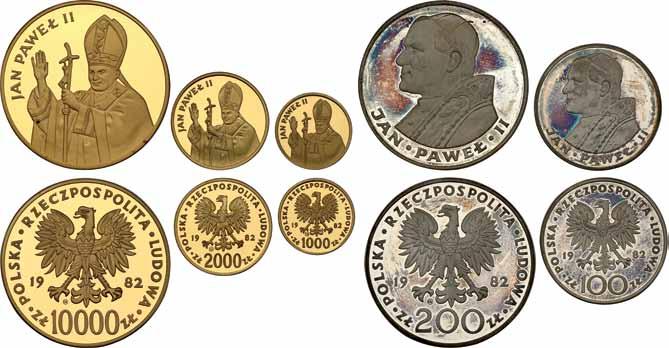 900, nakład: 700 szt. 2 000 zł 1982 Jan Paweł II, w. 6,8 g Au.900, nakład: 1 250 szt. 1 000 zł 1982 Jan Paweł II, w. 3,4 g Au.900, nakład: 1 700 szt.