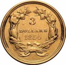 Friedberg 99 CENA: 1 200 zł 438. 3 dolary 1854, Filadelfia śr. 21,0 mm; w.