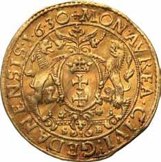 Zygmunt lll Waza Król Polski 1587-1632 52. Dukat 1630, Gdańsk Aw.: Popiersie króla w prawo, w koronie, zbroi i w krezie. Na piersi Order Złotego Runa. W otoku: SIGIS III D G REX POL M D L R PR Rw.