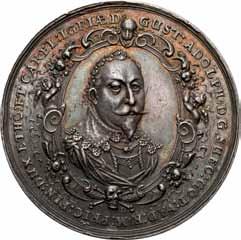 Zygmunt lll Waza Król Polski 1587-1632 82. Medal na śmierć Gustawa Adolfa 1632, Gdańsk Sebastian Dadler Aw.: Głowa króla w wieńcu z atrybutami śmierci.