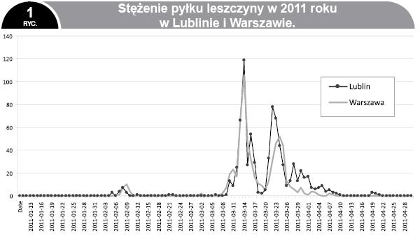 Olsza Sezon pyelenia olszy rozpoczął się w 2011 roku najwcześniej w Szczecinie i we Wrocławiu, odpowiednio 9.02 i 26.02.2011 roku (2).