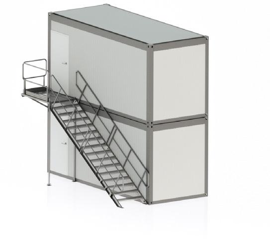 SCHODY DO KONTENERÓW BEZPIECZNY DOSTĘP DO MOBILNYCH BUDYNKÓW KONTENEROWYCH Schody do kontenerów produkcji TLC stosowane są w mobilnych systemach kontenerów przeznaczonych na biura, magazyny oraz