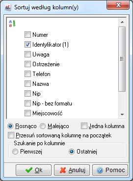 W polu Wartość możemy wpisać całą nazwę, lub zastosować znaki specjalne *,!. Znak * oznacza dowolny ciąg liter, także brak ciągu. Znak! oznacza jedną dowolną literę.