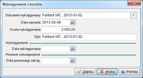 Wybrać przeterminowany dokument i kliknąć na ikonę Wybierz i zamknij.