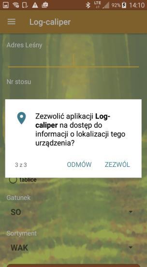 Log-caliper zostaną wyświetlone krótkie