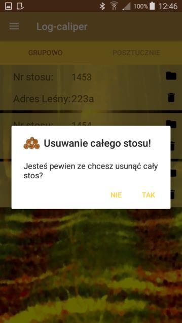 Aby usunąć cały stos należy wykonać