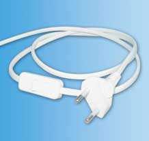 Przewód przyłączeniowy jednostronny z wyłącznikiem z wtyczką płaską 2P/II Connection cord with non-rewirable two pole plug without