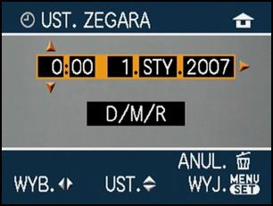 A B C OFF ON Przycisk [/SET] Przyciski kursora Pokrętło wyboru trybu A Godzina w miejscu zamieszkania B Godzina w docelowym miejscu podróży (P69) 2/1: Wybierz żądany element.