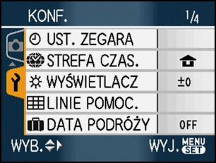 Zamykanie ekranu menu Naciśnij przycisk [/SET]. Gdy pokrętło wyboru trybu jest ustawione na [ ]/[ ]/[ ]/[ ]/[ ] można również zamknąć ekran menu, naciskając spust migawki do połowy.