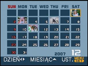 Wyświetlanie zdjęć według daty zrobienia (wyświetlanie według daty) Czynności zaawansowane (odtwarzanie) 4 Za pomocą przycisków 3/4/2/1 wybierz zdjęcie, a następnie naciśnij przycisk [/SET].