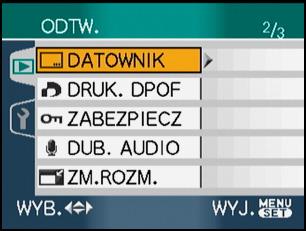 A Czynności zaawansowane (odtwarzanie) Elementy, dla których można dokonać ustawień Ekran menu 1/3 2/3 3/3 Element : [POKAZ SLAJ.] (P91) : [ULUBIONE] (P92) : [KATEGORIA] (P93) : [OBRÓĆ WYŚW.