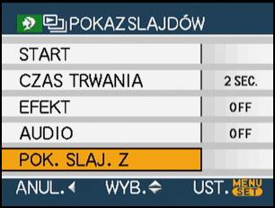 Czynności zaawansowane (odtwarzanie) Zapisywanie pokazu slajdów Po zapisaniu pokazu slajdów kategorii można go odtworzyć wybierając [ ] w [POKAZ SLAJ.] na stronie 91.