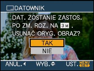 W przypadku ustawienia [DATOWNIK] dla zdjęcia o rozmiarze obrazu większym niż [ ], zostanie on zmniejszony jak przedstawiono poniżej.