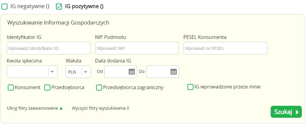 Przedsiębiorca), Wyszukiwanie po numerze TIN przedsiębiorcy zagranicznego.