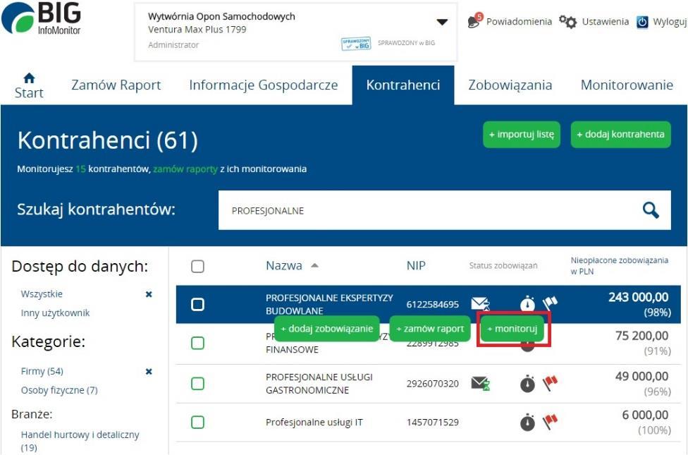 Instrukcja Użytkownika System BIG.pl Strona 91 z 164 Aby zapoznać się ze szczegółami Informacji Gospodarczej należy kliknąć w link Więcej. 11.