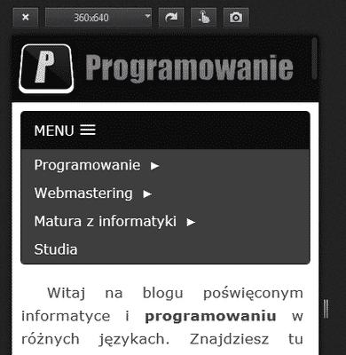 nadanie procentowej szerokości, aby mogła się zmieniać wraz ze zmianą rozdzielczości. Nie powinniśmy ustalać sztywnych rozmiarów wszelkich obrazków, one także powinny skalować się razem z szablonem.