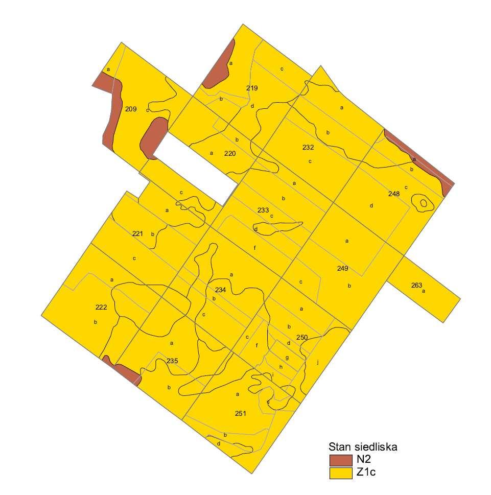 Stan siedlisk N2 3,2 % Z1c 96,8 % (3,86 %) (96,14 %) N2 zbliżone do naturalnych Z1c