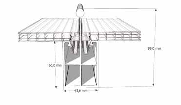 Doświetla dachowe Płyty wielokomorowe Panele wielofunkcyjne U-Panele Doświetla dachowe System BFVA-10 / BFVA-16 The system BFVA-10 respectively BFVA-16 is a bended roof light