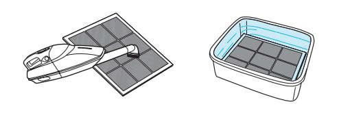 MYCIE FILTRÓW Częstotliwość mycia filtrów zależy od jakości powietrza. 1. Czyszczenie Filtra Wstępnego Aby umyć filtr wstępny, wyjmij go z urządzenia i wyczyść miękką szczotką lub odkurzaczem.