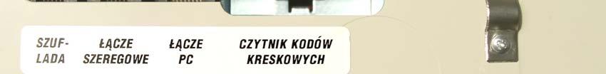 1 2 3 4 5 Rys. 1-2 Widok na złącza interfejsów (od spodu kasy) 1.- Gniazdo SZUFLADA 4.- Gniazdo CZYTNIK KODÓW KRESKOWYCH (strzałkę na 2.