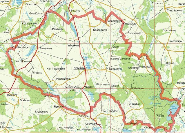 ZAŁĄCZNIK NR 6 Mapa zagrożeń działania azbestu Gmina Brzeżno Legenda: - nagromadzenie płyt azbestowo cementowych w ilości < 5 000 m 2