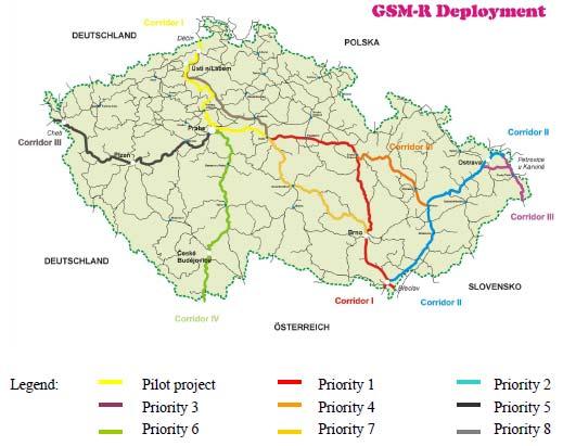 ERTMS w Czechach - plany rozwoju GSM-R Zakłada ada się, że e do roku 2013 powstanie 1540 km
