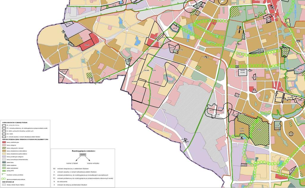 SCHEMAT XVI rejony wniosków Włochy Wnioski na tle ustaleń Studium struktura funkcjonalna * oznacza wnioski o