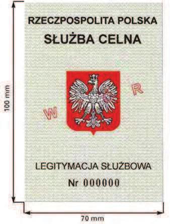 Wzór nr 4 do 19 Objanienia: Awers: legitymacja pokryta giloszem koloru szarozielonego, wizerunek or a bia ego na