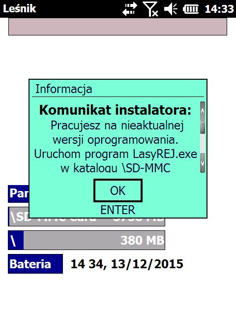 Rys. 3. Przykład komunikatu w programie. 3. Ustawienia domyślne w programie. W Leśniku mamy możliwość skonfigurowania tzw. ustawień domyślnych.