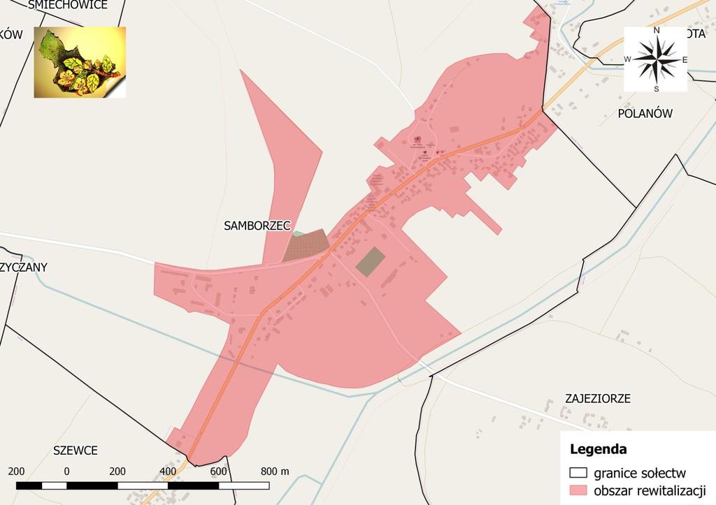 Mapa 16 Obszar rewitalizacji na terenie Gminy Samborzec