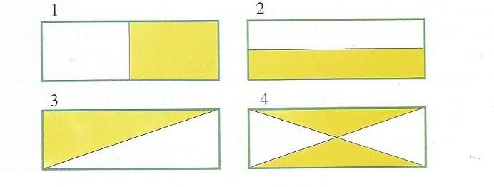 W którym z jednakowych prostokątów oznaczonych liczbami pokolorowany obszar jest największy? A. 2 B. 3 C. 4 D. brak prawidłowej odpowiedzi Zadanie 8. (1pkt.