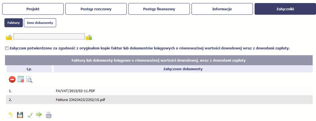 Po załączeniu dokumentów możesz je usunąć (także wszystkie